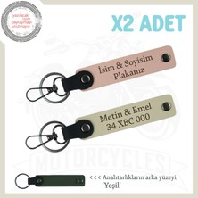 Miawiki Estetik ve Işlevselliği Buluşturan Deri Anahtarlık Set, 2’li Kişiye Özel Seri, Yavruağzı-S Kahve-Ysl