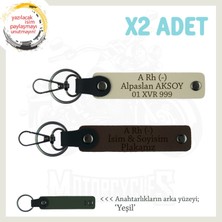 Miawiki Kişiye Özel Hediye Isim Plaka ve A Rh (-) Kan Grubu Yazılı  Deri X2 Anahtarlık, K Kahve-S Kahve-Ysl