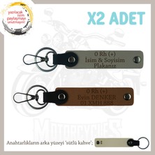 Miawiki Motor Severlere, Isim Plaka ve 0 Rh (+) Kan Grubu Yazılı X2' Li Anahtarlık Hediye, Kül Gri-Kahve-Sk