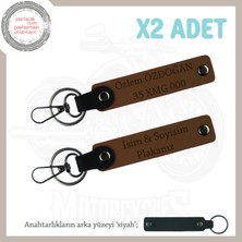 Miawiki Eşinize Özel Isim ve Plaka Yazılı Kişiselleşmiş X2 Anahtarlık, Çok Değerli Hediye Set, Kahve-Siyah