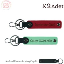 Miawiki Teyzeye Yılbaşı Jest, Isim & Soyisim Yazılı 2’li Anahtarlık Seti, Kırmızı-Yeşil-Siyah