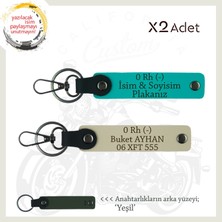 Miawiki Motorcuya Özel Tarz, Isim Plaka ve 0 Rh (-) Kan Grubu Yazılı X2'li Anahtarlık, K Turkuaz-S Kahve-Ysl