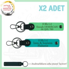 Miawiki Motosiklet Maceracılarına, Isim Plaka ve 0 + Kan Grubu Yazılı X2 Anahtarlık, K Turkuaz-F Yeşil-Laci