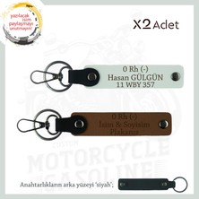 Miawiki Motorculara Özel Isim Plaka, 0(-) Kan Grubu Yazılı Kişiselleştirilen X2 Anahtarlık, Kahve-Beyaz-Syh