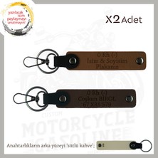 Miawiki Motor Severlere, Isim Plaka ve 0 - Kan Grubu Yazılı Anlamlı Hediye X2 Anahtarlık, Kahve-K Kahve-Sk