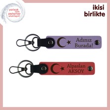 Miawiki Ay Yıldız Motifli Kişisel Anahtarlık Seti – Vatan Temalı Anlamlı Armağan X2, Mor-Nar Çiçeği