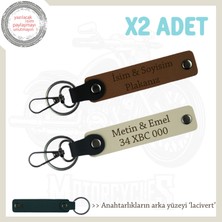 Miawiki Motorcu Sevgiliye Özel Hediye Isim ve Plaka Yazılı X2'li Anahtarlık Set, Kahve-S Kahve-Laci