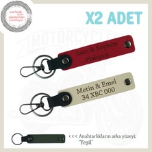 Miawiki Kuryeden Taksiye Herkese Uygun X2 Anahtarlık, Isim ve Plaka Yazılı Hediye, Kırmızı-S Kahve-Ysl