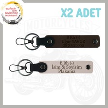 Miawiki Pudra-K Kahve, Motosiklete Özel, Isim Plaka ve B Rh (-) Kan Grubu Yazılı Acil Durum Anahtarlığı 2li