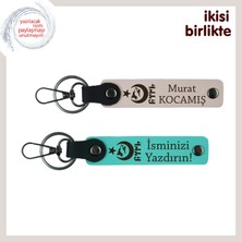 Miawiki Eşine Özel Ayyıldız Kurt Göktürk Armağan, Yıldönümüne Anlamlı Kişisel Anahtarlık Seti, Pudra-Turkuaz