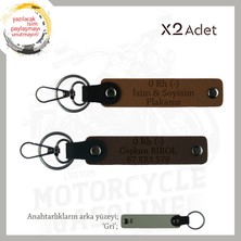 Miawiki Motor Severlere, Isim Plaka ve 0 - Kan Grubu Yazılı Anlamlı Hediye X2 Anahtarlık, Kahve-K Kahve-Gr