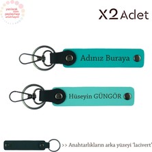 Miawiki Sevgiliye Yıl Dönümü Armağanı, Isim & Soyisim Kişisel 2’li Anahtarlık, Koyu Turkuaz-Turkuaz-Lacivert