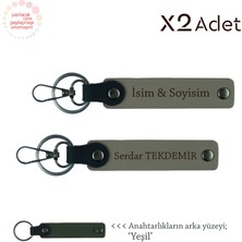 Miawiki Doktora Yılbaşı Hediyesi, Isim & Soyisim Kişiselleştirilmiş 2’li Anahtarlık, Kül Gri-Yeşil