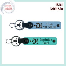 Miawiki Vatansever Bir Hediye – Ayyıldız Kurt Göktürk Temalı 2’li Kişisel Anahtarlık Seti, Gök Mavi-Turkuaz