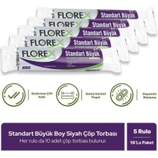 Florex Standart Büyük Boy Siyah Çöp Poşeti x 5 Rulo