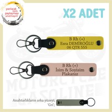 Miawiki Kuryeye Isim Plaka ve B Rh (+) Kan Grubu, Kişiselleştirilebilir X2 Anahtarlık Set, Yavruağzı-Sarı-Gr