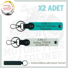 Miawiki Hediyelik Isim Plaka ve A Rh (-) Kan Grubu Yazılı Özel X2 Anahtarlık, K Turkuaz-Beyaz-Laci