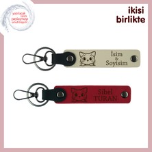 Miawiki Minik Pati Aracılığıyla Kurulan Bağa Anlamlı Hatıra, Deri Anahtarlık Takımı, Sütlü Kahve-Kırmızı