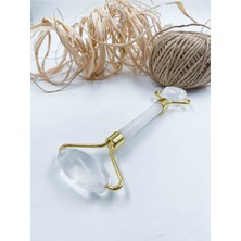 Teknotrust Beyaz Kristal Kuvars Taşı Doğaltaş Yüz Masaj Roller Aleti