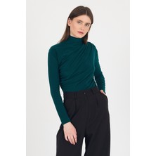 20059 Büzgü Detay Sandy Bluz Zümrüt