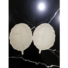 2'li Yaprak Desenli Dekoratif Tabak Seti (25X15X2)