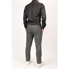 Erkek Slim Fit Dar Kesim Chino Düz Paça Siyah Pantolon