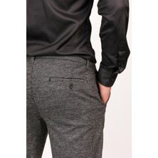 Erkek Slim Fit Dar Kesim Chino Düz Paça Siyah Pantolon
