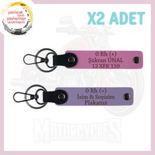 Miawiki Mor Menekşe-Pembe, Motor Severlere Özel, Isim Plaka ve 0 Rh (+) Yazılı Özel Tasarım 2'li Anahtarlık