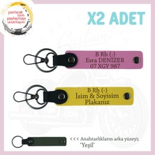 Miawiki Motosiklet Severlere Özel, Isim Plaka ve B Rh (-) Kan Grubu Acil Durum X2 Anahtarlık, Sarı-Pembe-Ysl