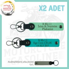 Miawiki Arkadaşa Özel, Isim Plaka ve B Rh (-) Kan Grubu Yazılı X2 Hediye Anahtarlık Set, Yeşil-K Turkuaz-Gr