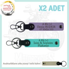 Miawiki Motosiklet Aşıkları Için, Isim Plaka ve A Rh (+) Kan Grubu, Acil Durum X2 Anahtarlık, Mor-Turkuaz-Sk