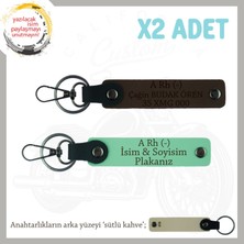 Miawiki Motor Tutkunlarına Özel, Isim Plaka ve A Rh (-) Kan Grubu Yazılı X2 Anahtarlık, Yeşil-K Kahve-Sk