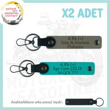 Miawiki Motor Tutkunlarına Isim Plaka, A + Kan Grubu Yazılı Özel Üretim X2 Anahtarlık, Kül Gri-K Turkuaz-Syh