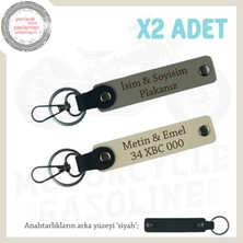 Miawiki Hediye Arayanlara Profesyonel Çözüm – 2’li Deri Anahtarlık Plaka & Isim Yazılı, Kül Gri-S Kahve-Syh