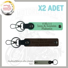 Miawiki Motor Tutkunlarına Özel, Isim Plaka ve 0 Rh (+) Kan Grubu Yazılı X2 Anahtarlık, Yeşil-K Kahve-Gr