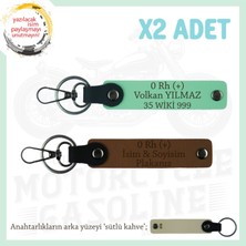 Miawiki Motosiklet Severlere, Isim Plaka ve 0 Rh + Kan Grubu Yazılı, Motorcu X2 Anahtarlık, Kahve-Yeşil-Sk