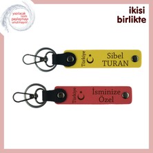 Miawiki Ayyıldız ve Türkiye Gibi Parlayan Anlamlı Hediye, Kişiye Özel Deri Anahtarlık Takım, Sarı-Nar Çiçeği