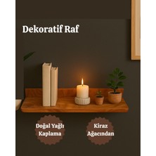Dekoratif Ahşap Raf (El Yapımı Kiraz Ağacı)- 70X14 cm