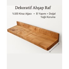 Dekoratif Ahşap Raf (El Yapımı Kiraz Ağacı)- 70X14 cm