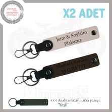 Miawiki Yol Dostlarına Özel Hediye, Isim ve Plaka Yazılı Şık 2’li Deri Anahtarlık Seti, Pudra-K Kahve-Ysl