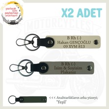 Miawiki Motor Severlere Özel, Isim Plaka ve B Rh (-) Kan Grubu Yazılı X2 Anahtarlık Set, Kül Gri-S Kahve-Ysl