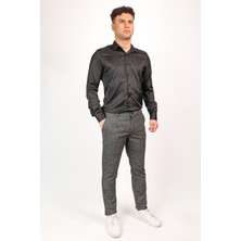 Erkek Slim Fit Dar Kesim Chino Düz Paça Siyah Pantolon