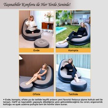 Relaxus Şişme Koltuk ve Ayak Uzatma Pufu – Ev, Kamp, Ofis Kullanımı Için, Pompa Hediyeli, Taşınabilir