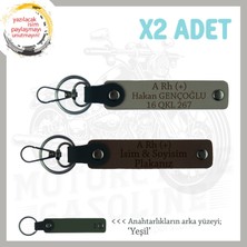 Miawiki Kardeş Için Isim Plaka ve A Rh (+) Kan Grubu Yazılı Kişiselleşmiş X2 Anahtarlık, Kül Gri-K Kahve-Ysl