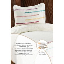 Evlen Home Collection Nova Renkli Ponponlu %100 Pamuk Tek Kişilik Yatak Örtüsü ( Pike ) Takımı