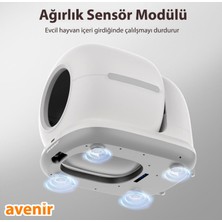AV-CB02C Kameralı Otomatik Akıllı Kedi Tuvaleti Paspas Hediyeli App Kontrol 75L Hazne