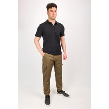 Erkek Kargo Cep Yandan Cepli Regular Fit Paçası Lastikli Pantolon
