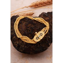 Sümer Telkari Midyat Hasırı Altın Kaplama Gümüş Mineli Akıtma Bileklik 4715