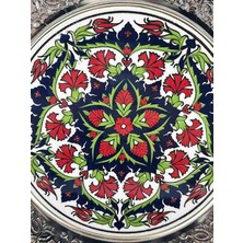 Karanfil Motifli Gümüş Tabak 25CM