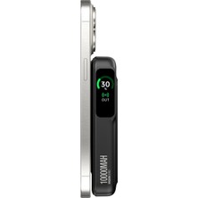 Bix TPB16 10000 Mah OLED Ekranlı Manyetik Kablosuz Powerbank 20W Pd Hızlı Şarj ve 15W Magsafe Siyah
